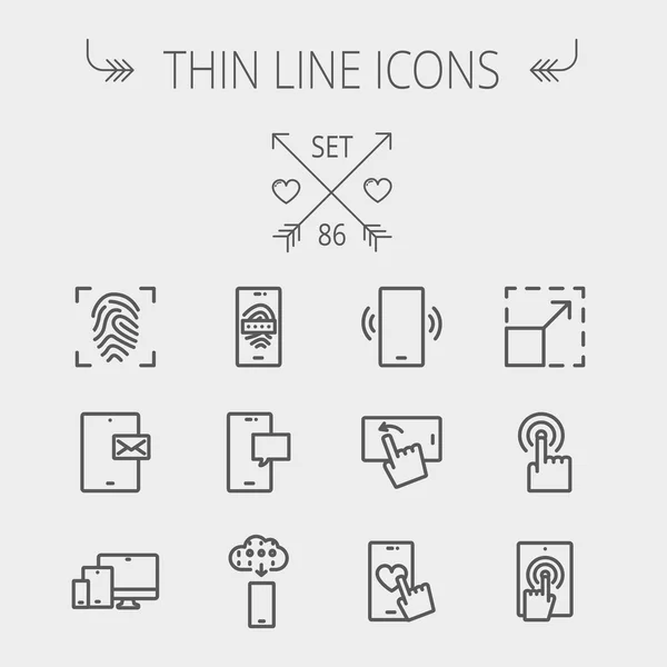 Technology thin line icon set — Stock Vector