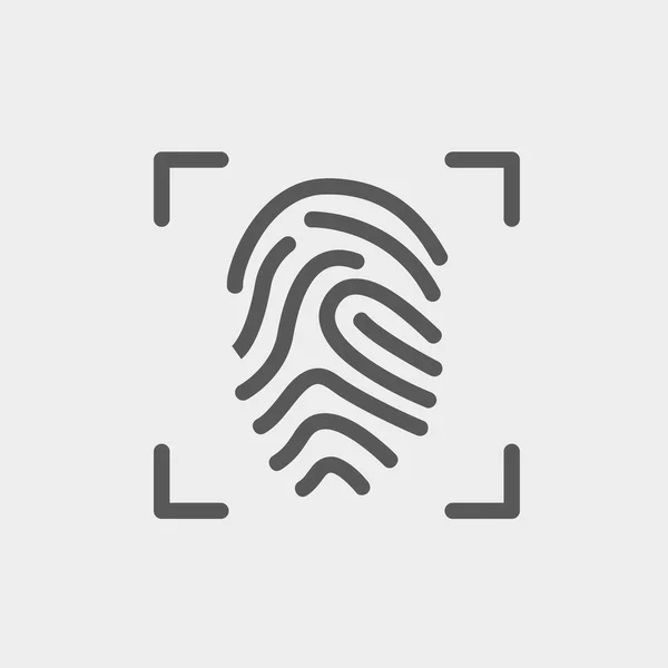 Fingerprint scanning tunn linje-ikonen — Stock vektor