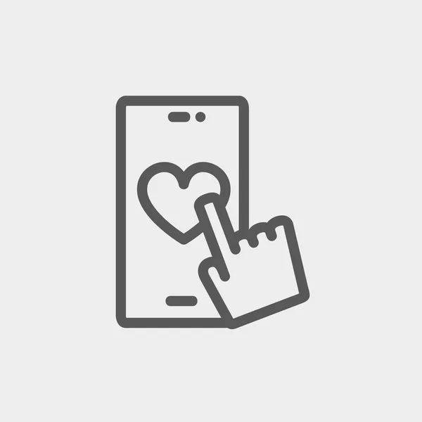 Cellulaire avec icône de ligne mince coeur — Image vectorielle