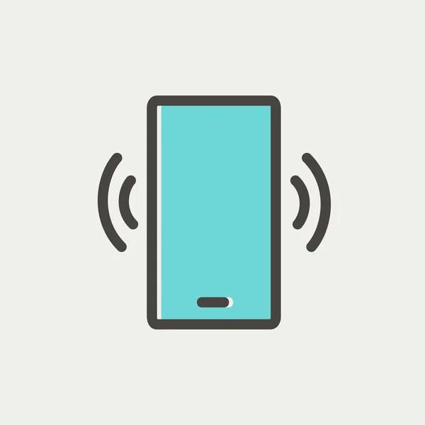 Telefon komórkowy wibracyjne cienka linia ikona — Wektor stockowy