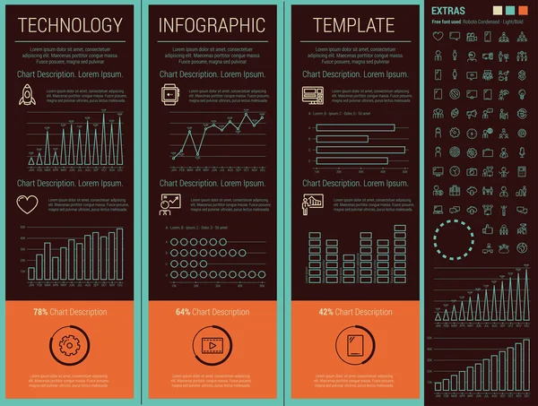 Elementos de infografía tecnológica — Vector de stock