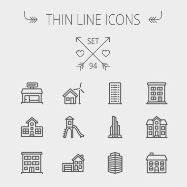 İnşaat ince çizgi Icon set