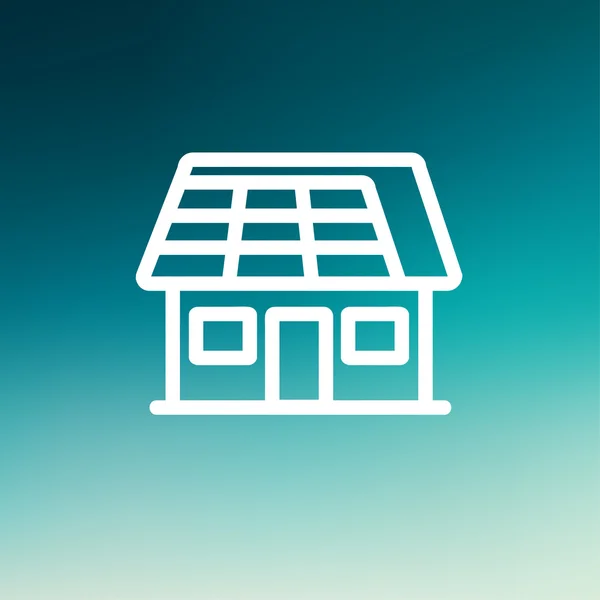 Casa con panel solar icono de línea delgada — Vector de stock