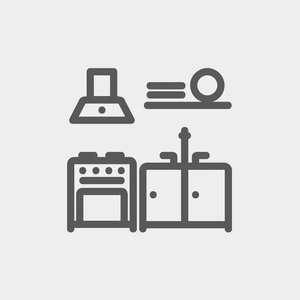 Icono de línea delgada interior cocina — Vector de stock