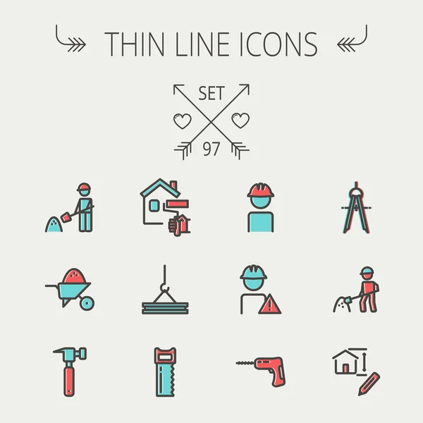 Construction thin line icon set — Stock Vector