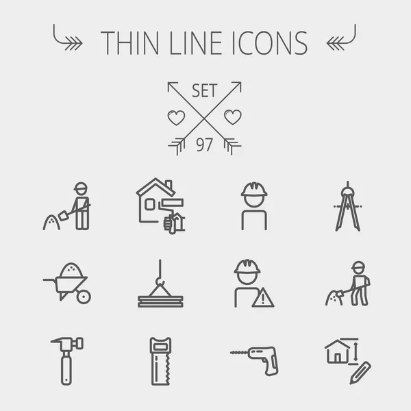 Construction thin line icon set — Stock Vector