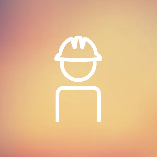 Werknemer dragen harde hoed dunne lijn pictogram — Stockvector