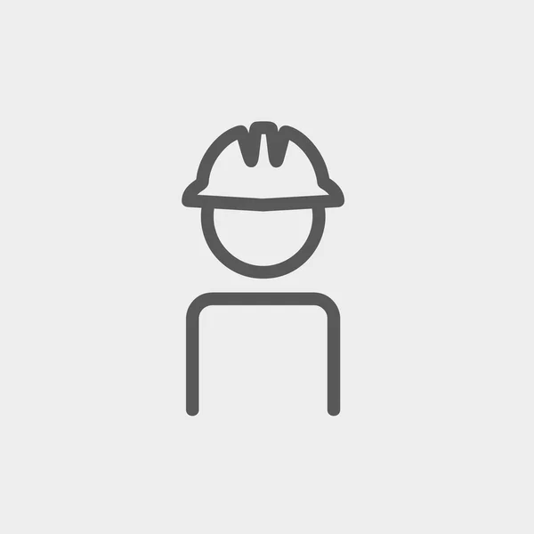 Trabalhador usando chapéu duro ícone linha fina —  Vetores de Stock