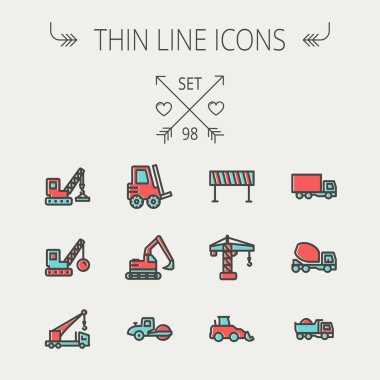 İnşaat ince çizgi Icon set