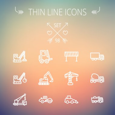 İnşaat ince çizgi Icon set