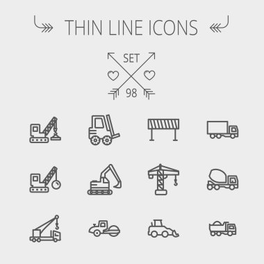İnşaat ince çizgi Icon set