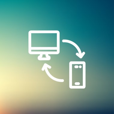Veri--dan laptop smartphone ince çizgi simgesine aktarma