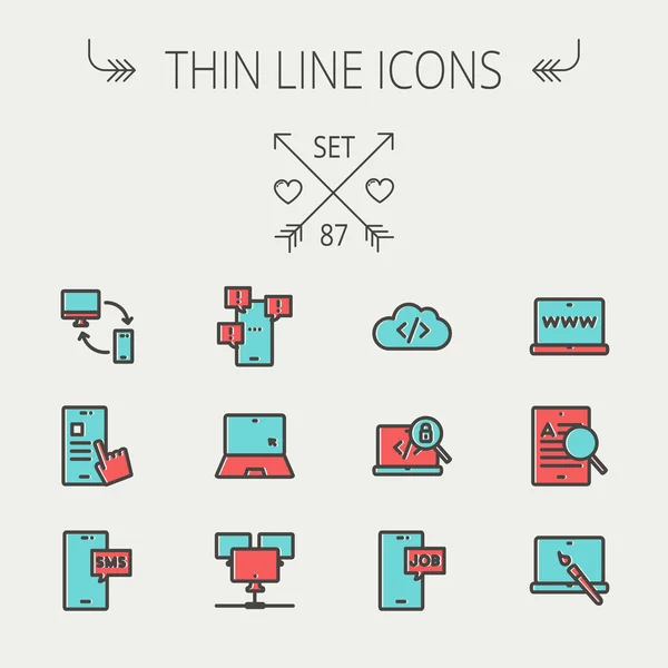 Technology thin line icon set. — Stock Vector