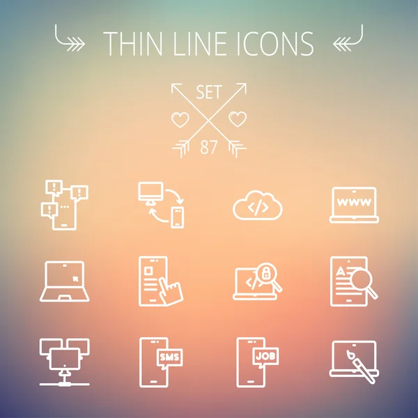 Technology thin line icon set. — Stock Vector
