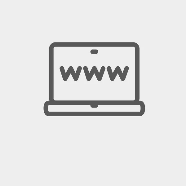 Webbplats på laptop skärmen tunn linje ikonen — Stock vektor