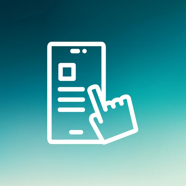 Smartphone y comprobación manual del horario de tareas de trabajo icono de línea delgada — Archivo Imágenes Vectoriales