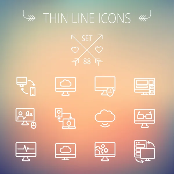 Technology thin line icon set — Stock Vector