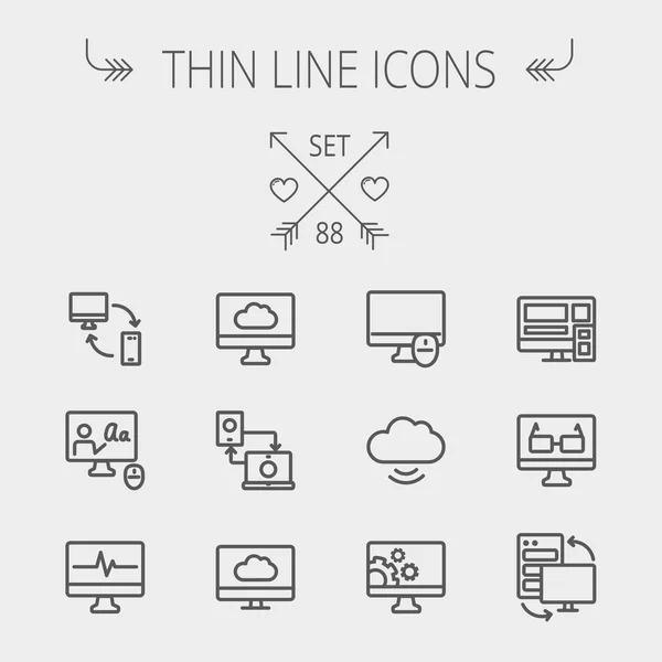 Technology thin line icon set