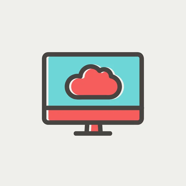 Cloud computing icono de línea delgada — Vector de stock