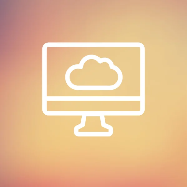 Övervaka med cloud tunn linje-ikonen — Stock vektor