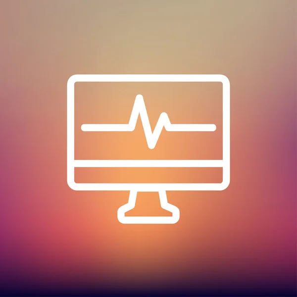 Heart beat display in monitor thin line icon — Stock Vector