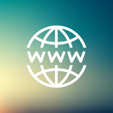Globe with website design thin line icon clipart