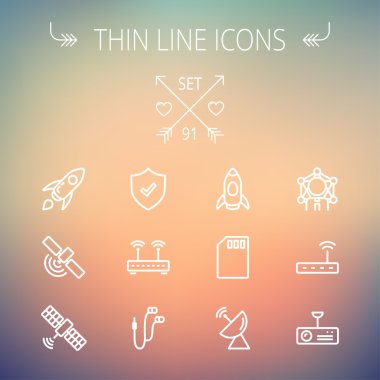 Teknoloji ince çizgi Icon set