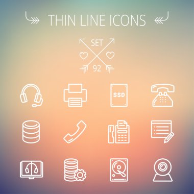 Teknoloji ince çizgi Icon set