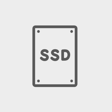 SSD Solid state sürücüsü ince çizgi simgesini