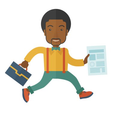 Çanta ve kağıt ile işadamı.