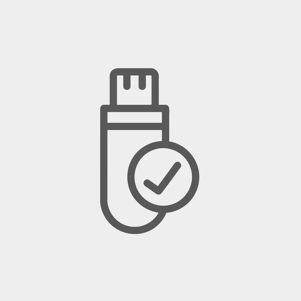 USB flash drive icona linea sottile — Vettoriale Stock