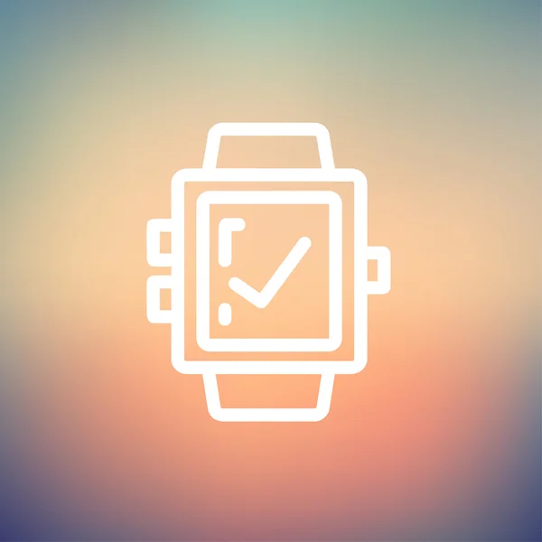 Smartwatch with check sign thin line icon — Stock Vector