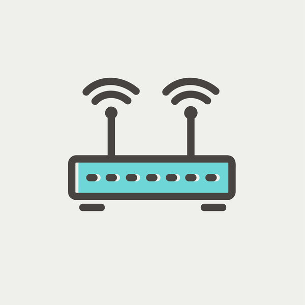 Значок тонкой линии беспроводного маршрутизатора
