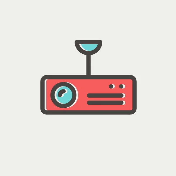 Vintage radio with analog dials and antenna thin line icon — Stock Vector