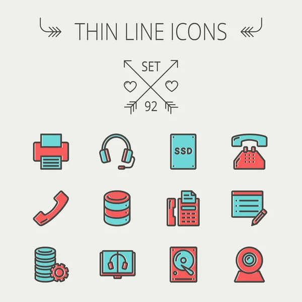 Conjunto de iconos de línea fina tecnología — Vector de stock