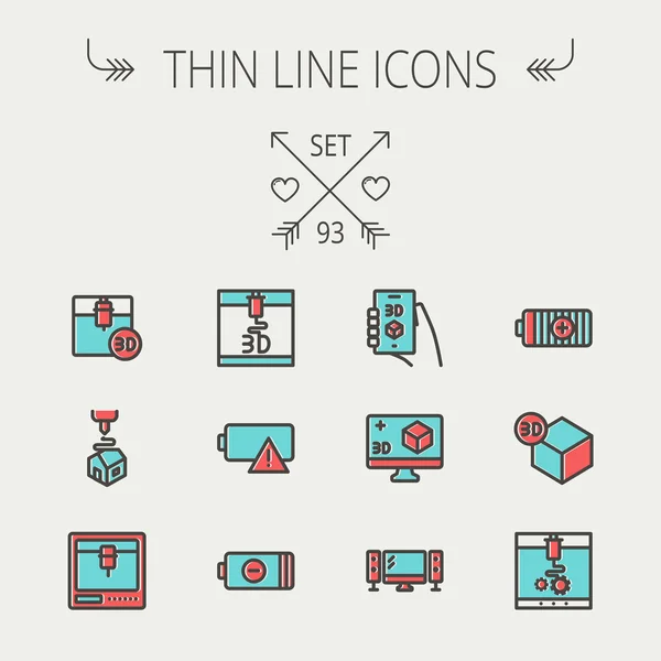 Technologie Thin Line Icon Set — Stockvektor