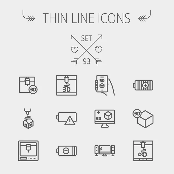 Conjunto de iconos de línea fina tecnología — Vector de stock