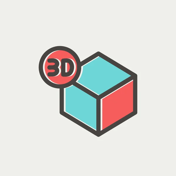 Trois D boîte mince icône de ligne — Image vectorielle