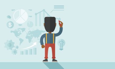 Finans görevlisi onun sunum hazırlama.