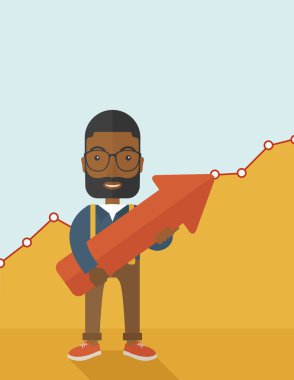 Mutlu siyah adam işareti yukarı ok.