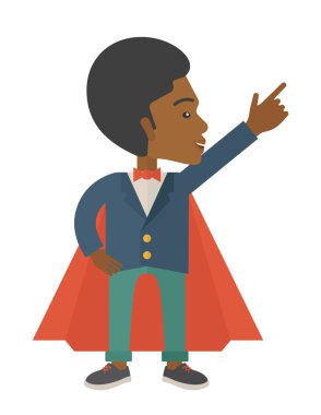 Kahraman Afrika adam en yüksek gökyüzüne işaret. 