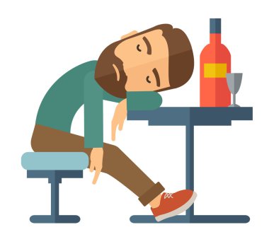 Sarhoş adam barda uykuya.