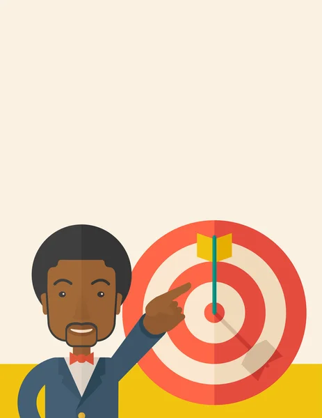 Black salesman hit the sales target. — Stock Vector