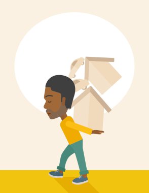 siyah adam ev ve araba taşıma.