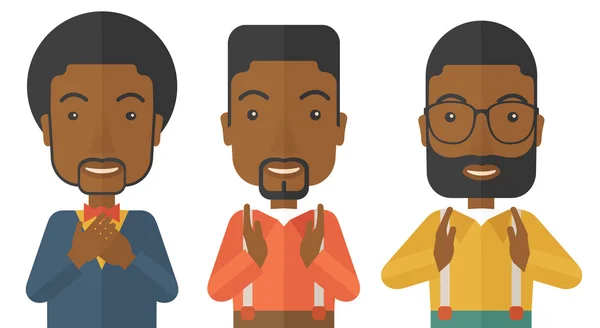 Three young black handsome businessmen — Stock Vector