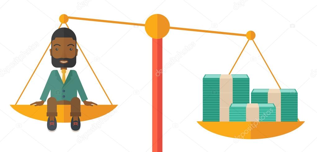 Businessman on a balance scale