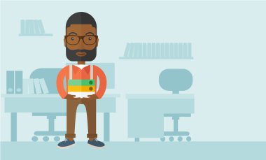 siyah adam ofisine içinde ayakta.