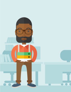 siyah adam ofisine içinde ayakta.