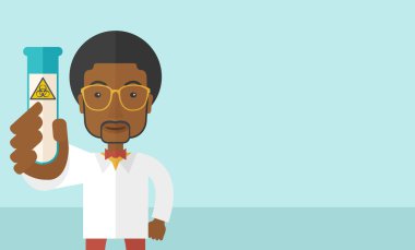 Afrikalı-Amerikalı bilim adamları cam tüp ile deneme.