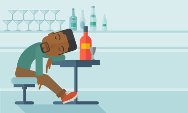 Afrika sarhoş adam barda uykuya.